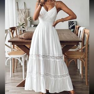 Semi-Sheer Boho Tied Back Chiffon Cami Dress
